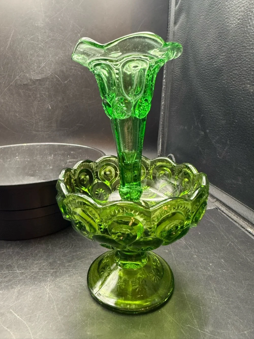 Green Glass Decorative Epergne Compote - Vibrant Green Centerpiece